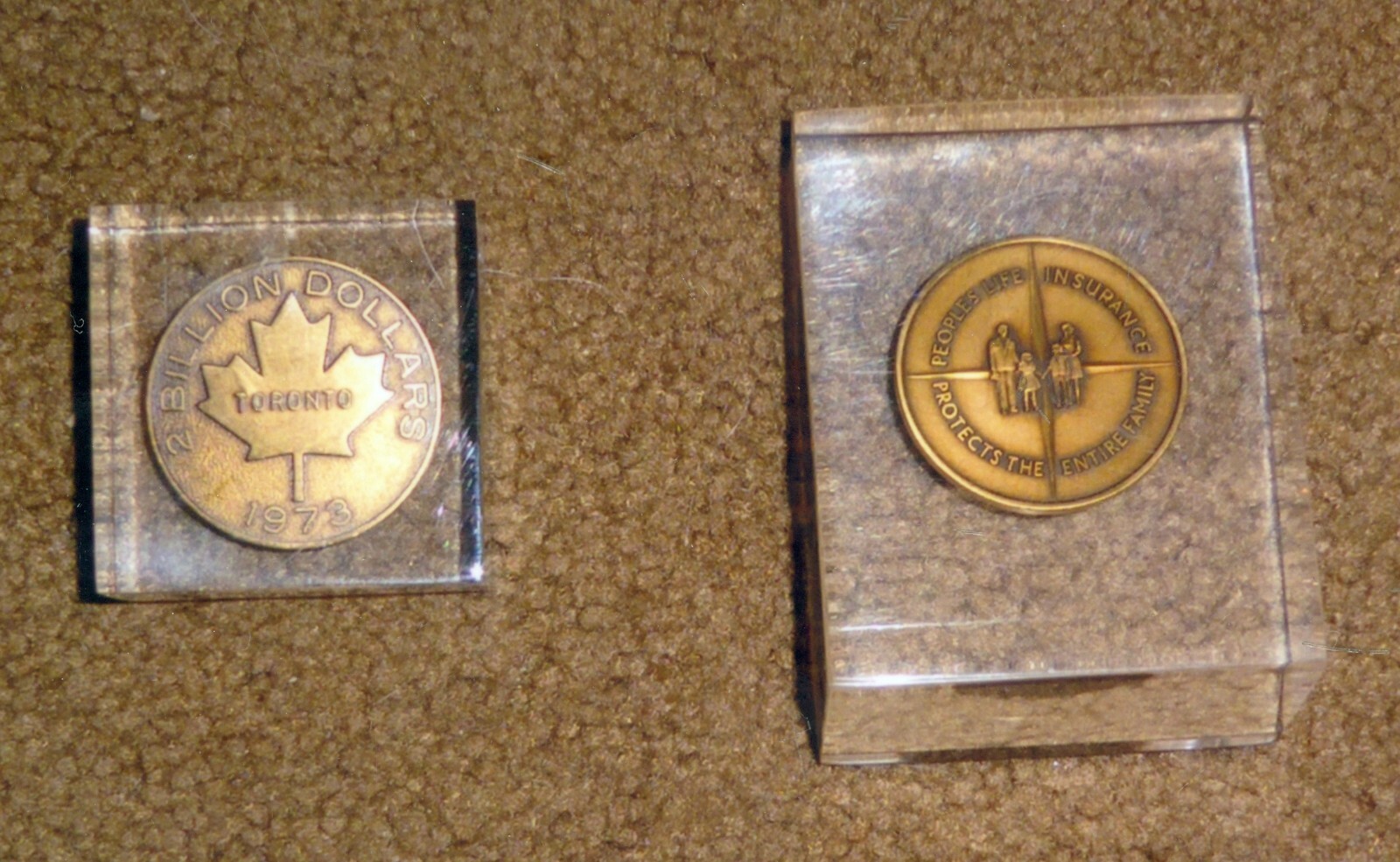2 1973-1975 Peoples Life insurance Co. Awards, Washington DC & Toronto, Canada