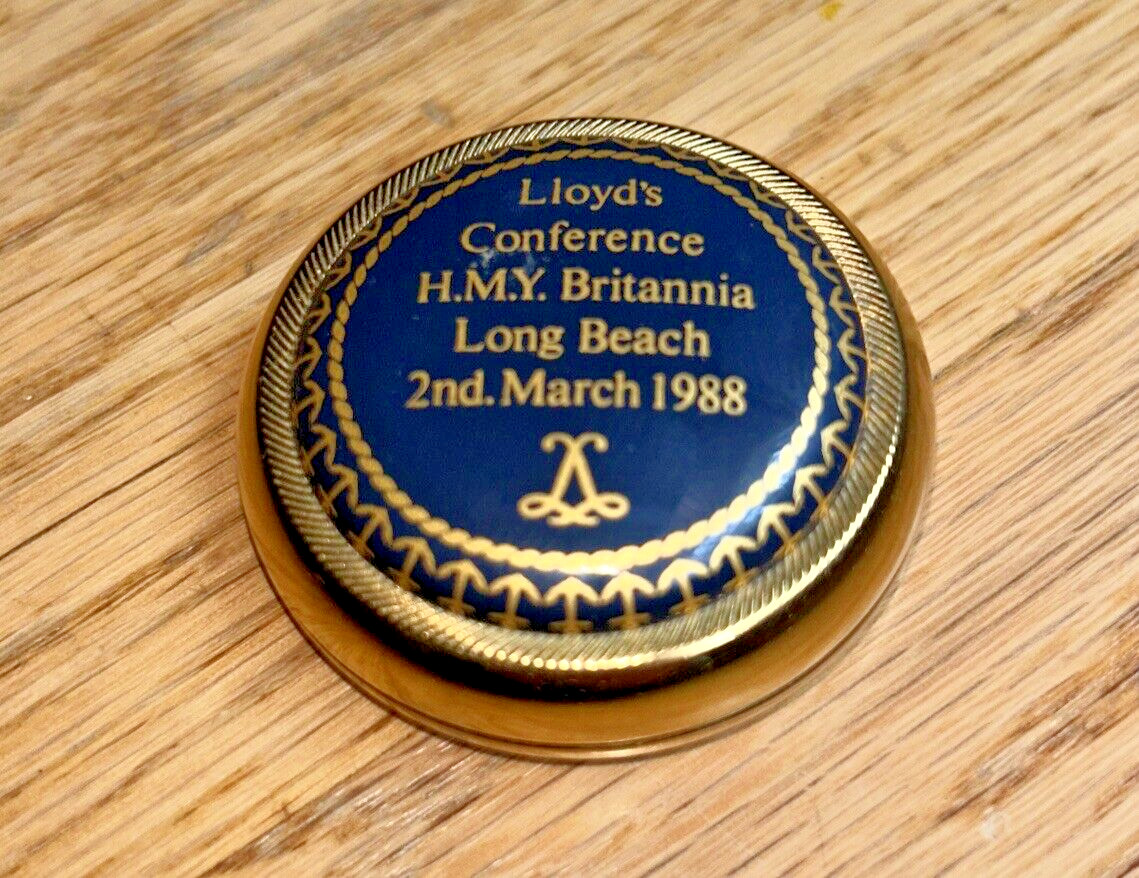 1988 LLOYD’S CONFERENCE Paper Weight H.M.Y. BRITANNIA, Long Beach HALCYON DAYS.