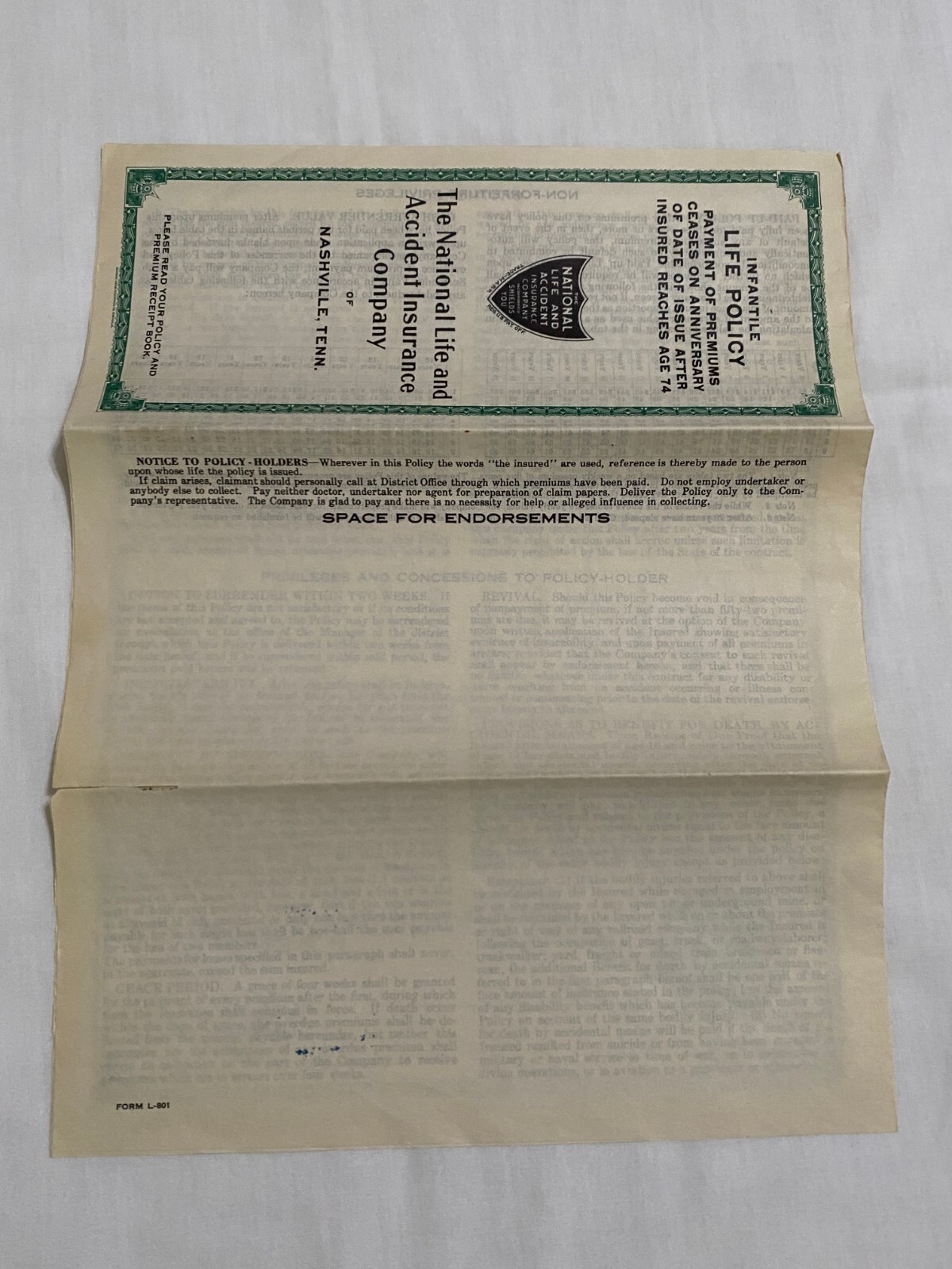 1930s National Life Insurance Policy (2) & Premium Receipt Books (5)