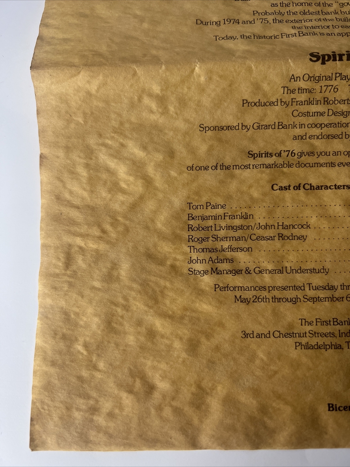 1976 Bicentennial Spirits of 76 Promotional Paper Girard Bank Philadelphia C