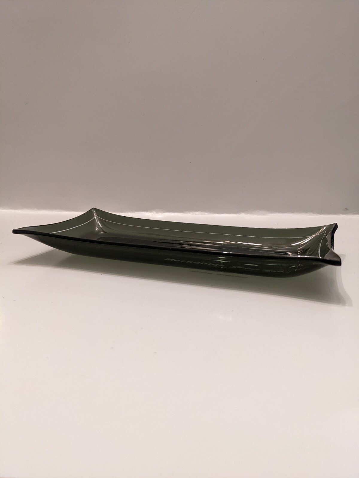 Vintage Mechanics Savings Bank Hartford CT MCM Glass Trinket Candy Dish