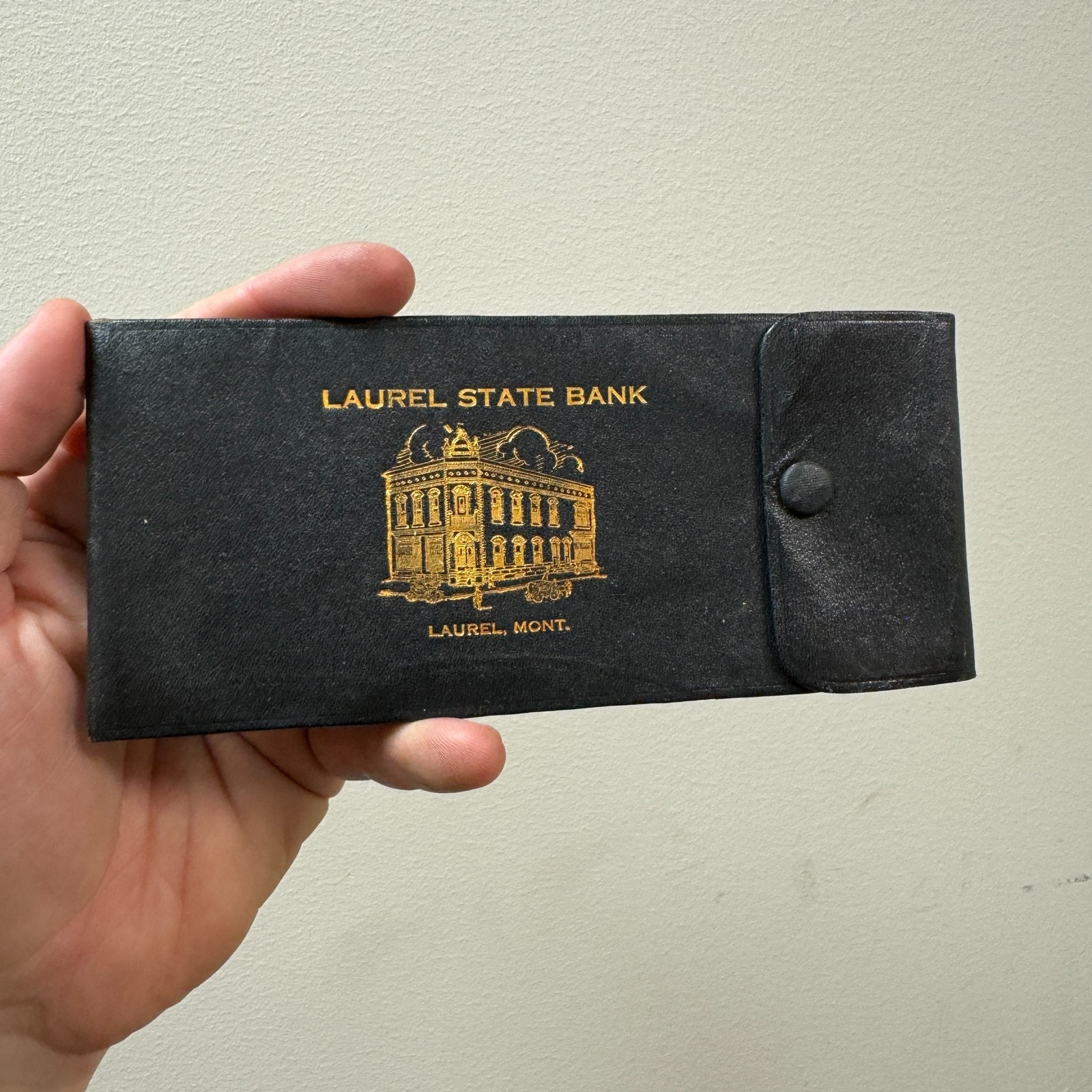 Vintage c.1900s LAUREL STATE BANK Advertising Leather Wallet – Laurel, Montana