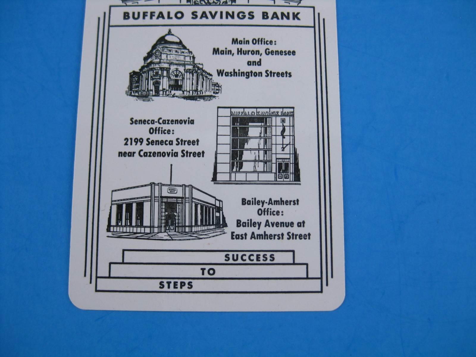 NY Buffalo Savings Bank Vintage 1950s Advertising Card Steps to Success New York