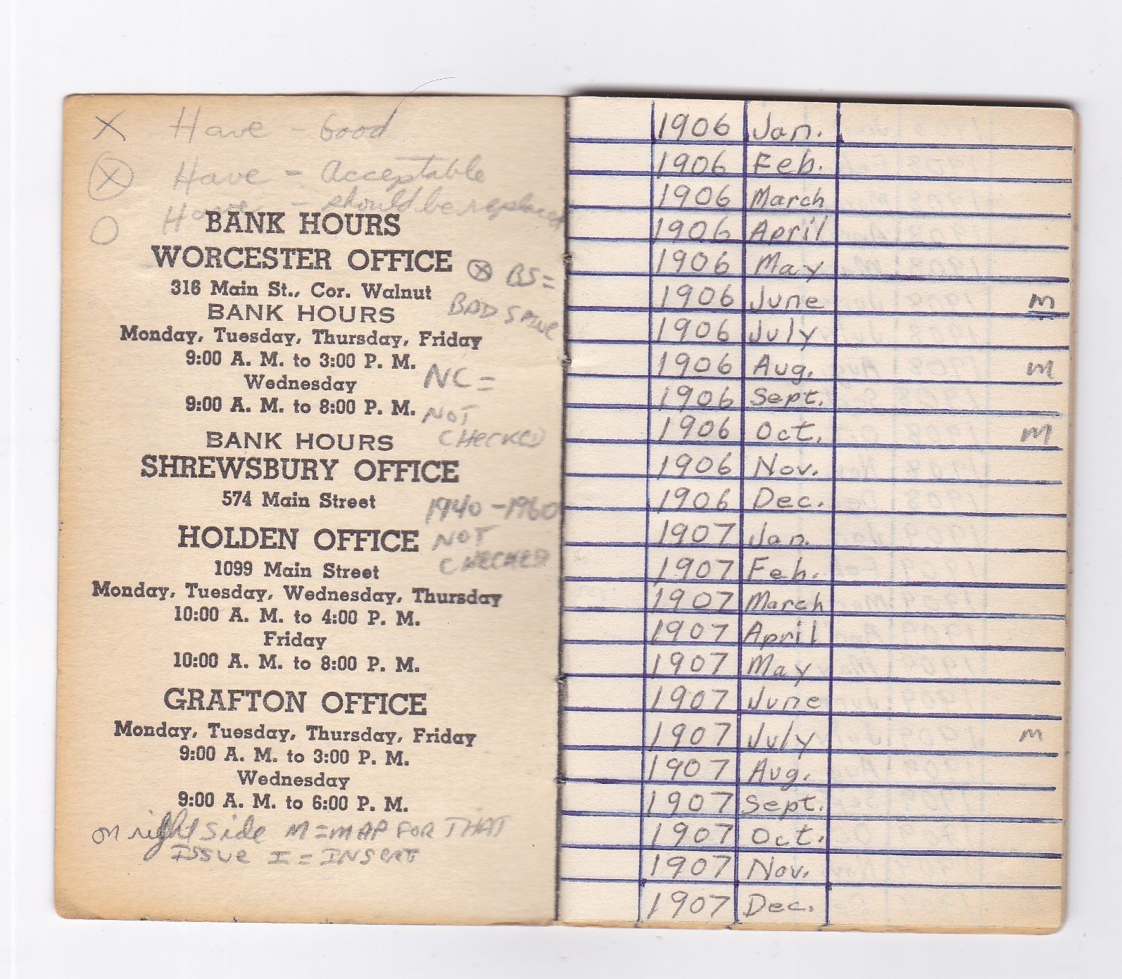 Vintage 1960’s Worcester Five Cents Savings Bank Book Pennsylania