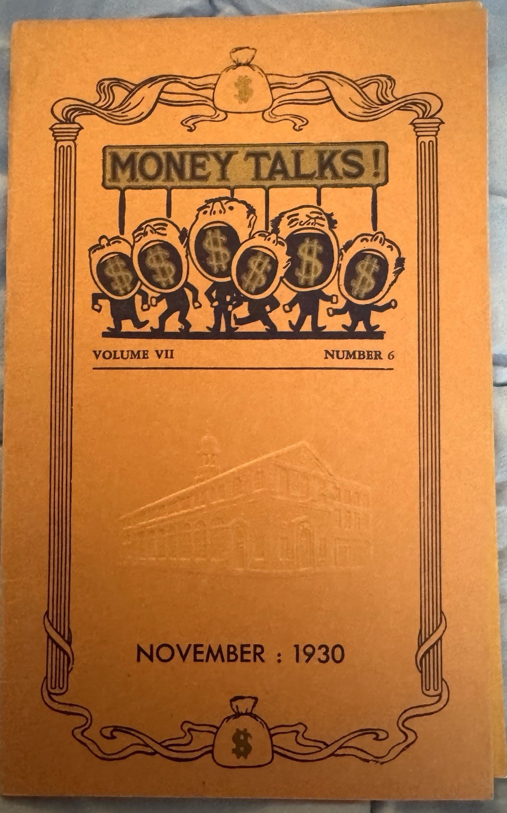 Vintage November 1930 Penn National Bank Financial Publication Book Money Talks