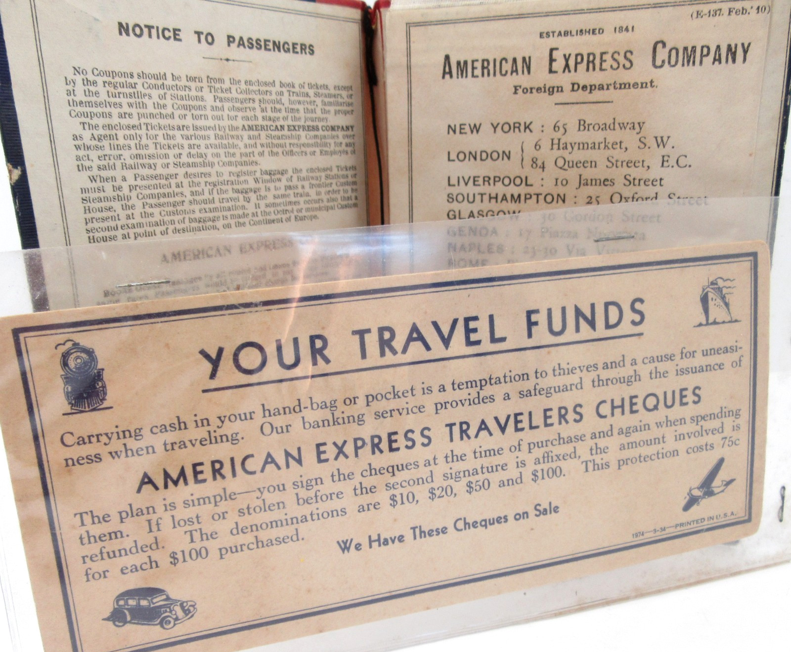 American Express Bank Ticket Department Travelers Cheques Advertisement Vtg 1974