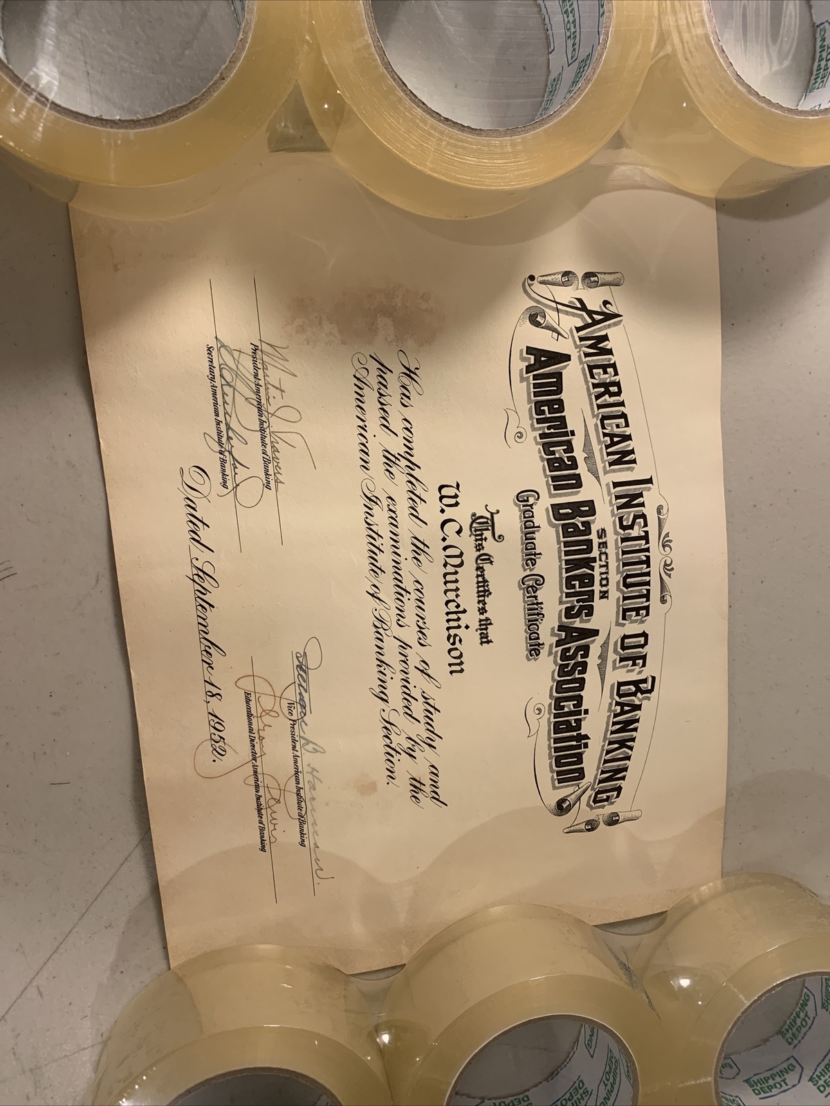 Vintage 1952 American Institute of Banking Bank GRADUATE Certificates Diploma