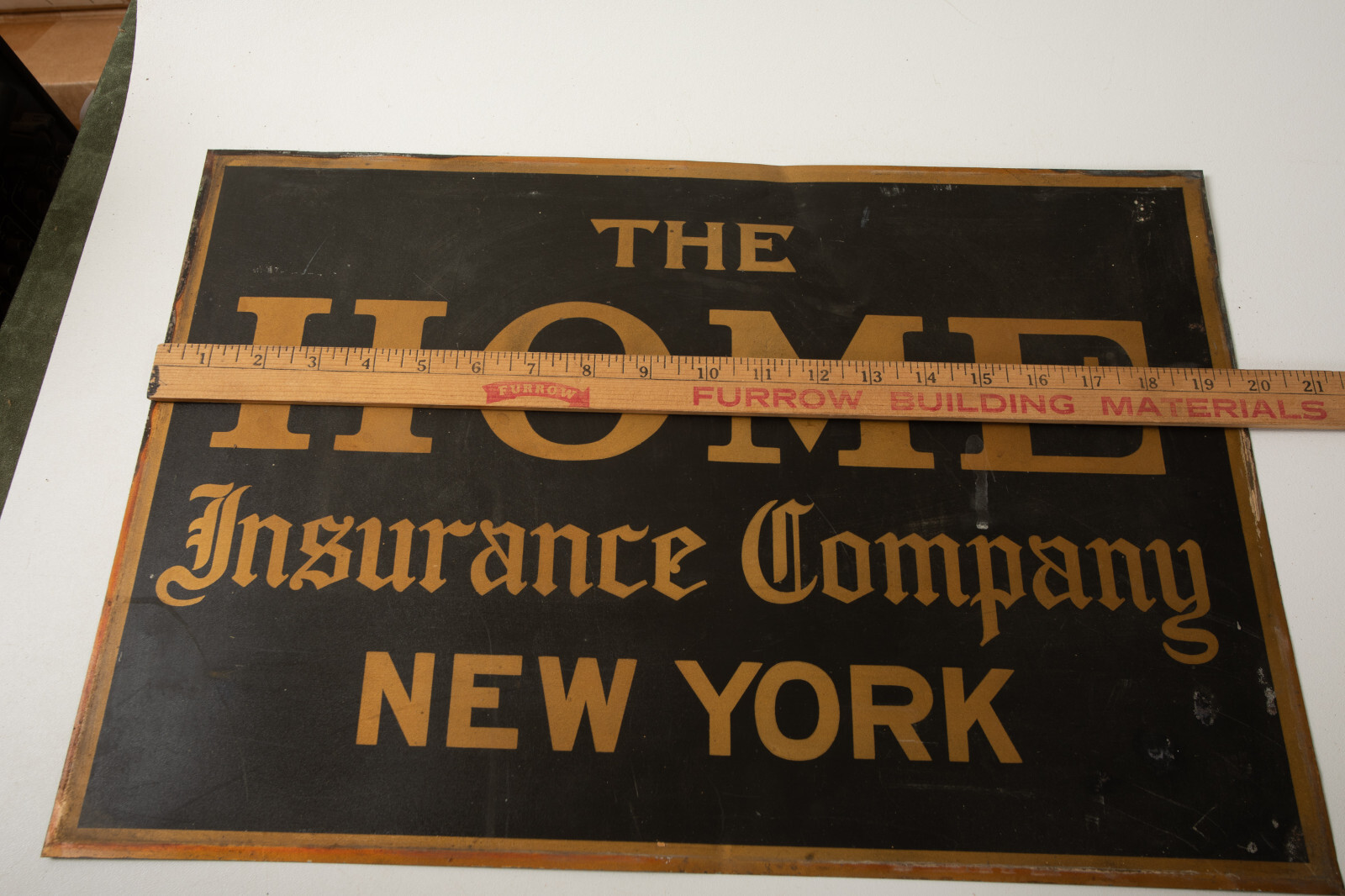 The Home Insurance Company (HSE) New York (JSF6) Vintage Tin Sign Black Gold