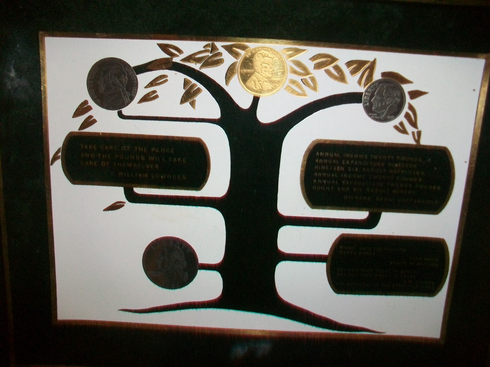 Vintage Danielson Federal Savings Loan Bank American Coins Money Tree Trinket