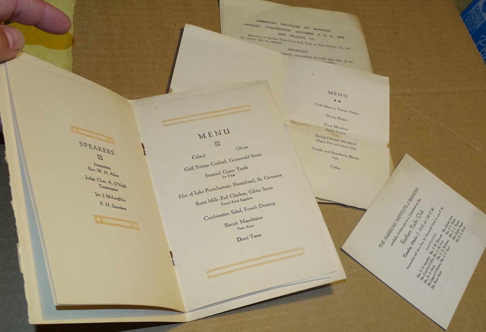 American Institute of Banking Menus/Banquets/Etc. 1919-1922 Boston Chapter, etc.