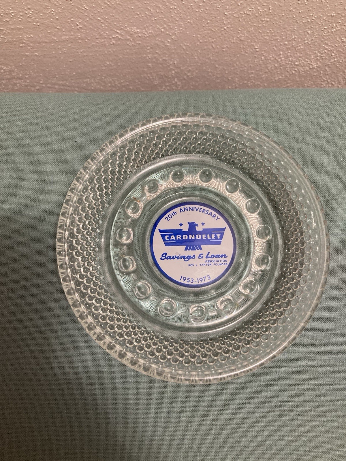 Vintage 1970s Carondelet Savings and Loan Ashtray 20th Anniversary 1953-1973