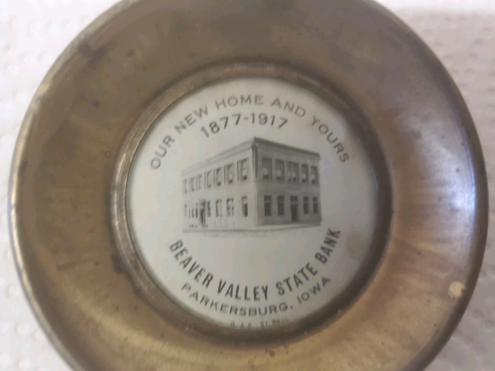 3″ Metal Bowl Beaver Valley State Bank Parkersburg Iowa 1877 – 1917 New Home #1