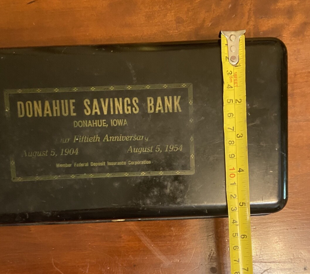 1954 Donahue Savings Bank, Iowa Document or Cash Box – 50th Anniversary – no key