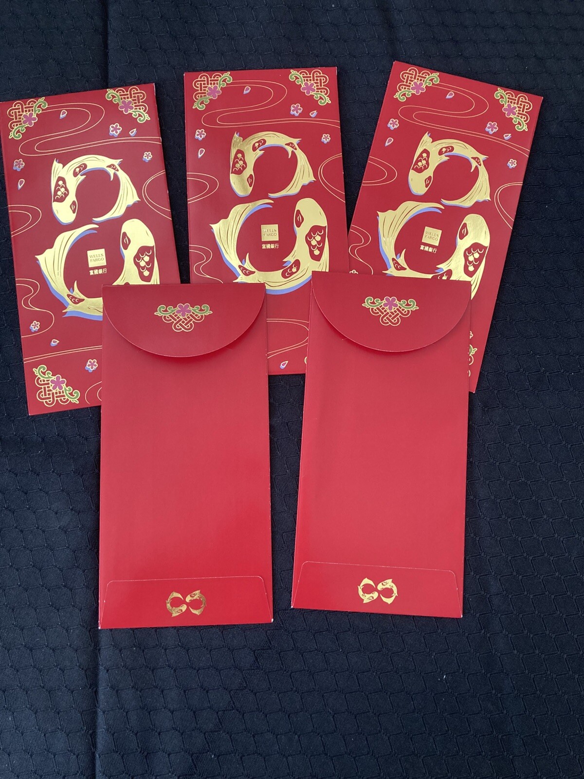 New! Wells Fargo Bank Chinese Lunar New Year Red Envelopes~ Pack Of 5