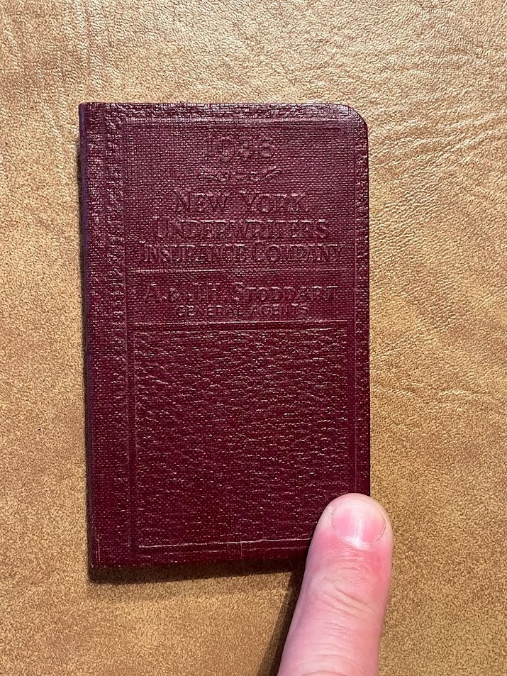 1936 New York Underwriters Insurance Company Daily Reminder Book
