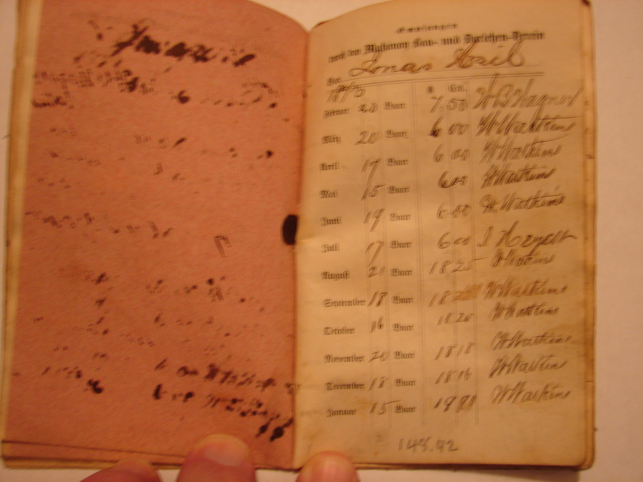 Constitution Construction & Loan 1871 Booklet 6 Share Jonas Heil Mahanoy City,Pa
