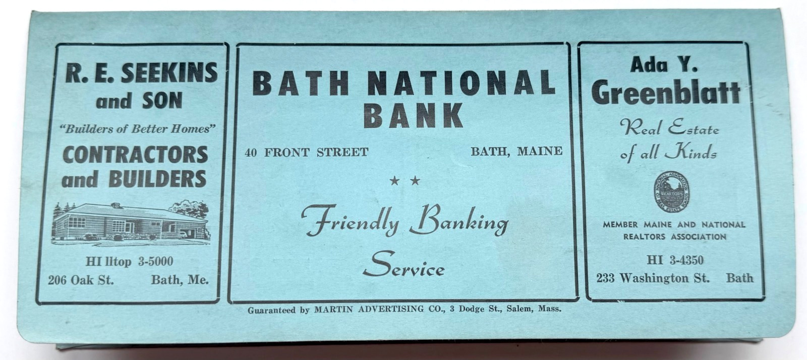 c1950s Bath Maine National Bank Envelope Multi Business Advertising NOS Unused C