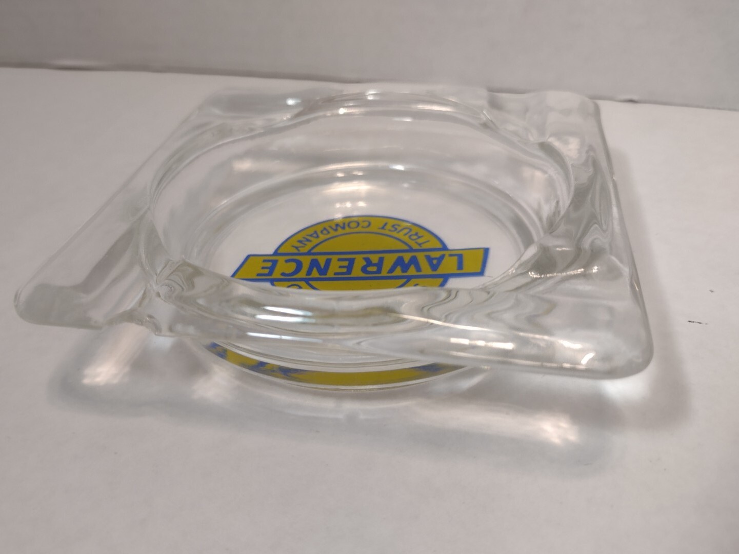 VTG clear glass ashtray Lawrence Savings and Trust Company New Castle PA Bank