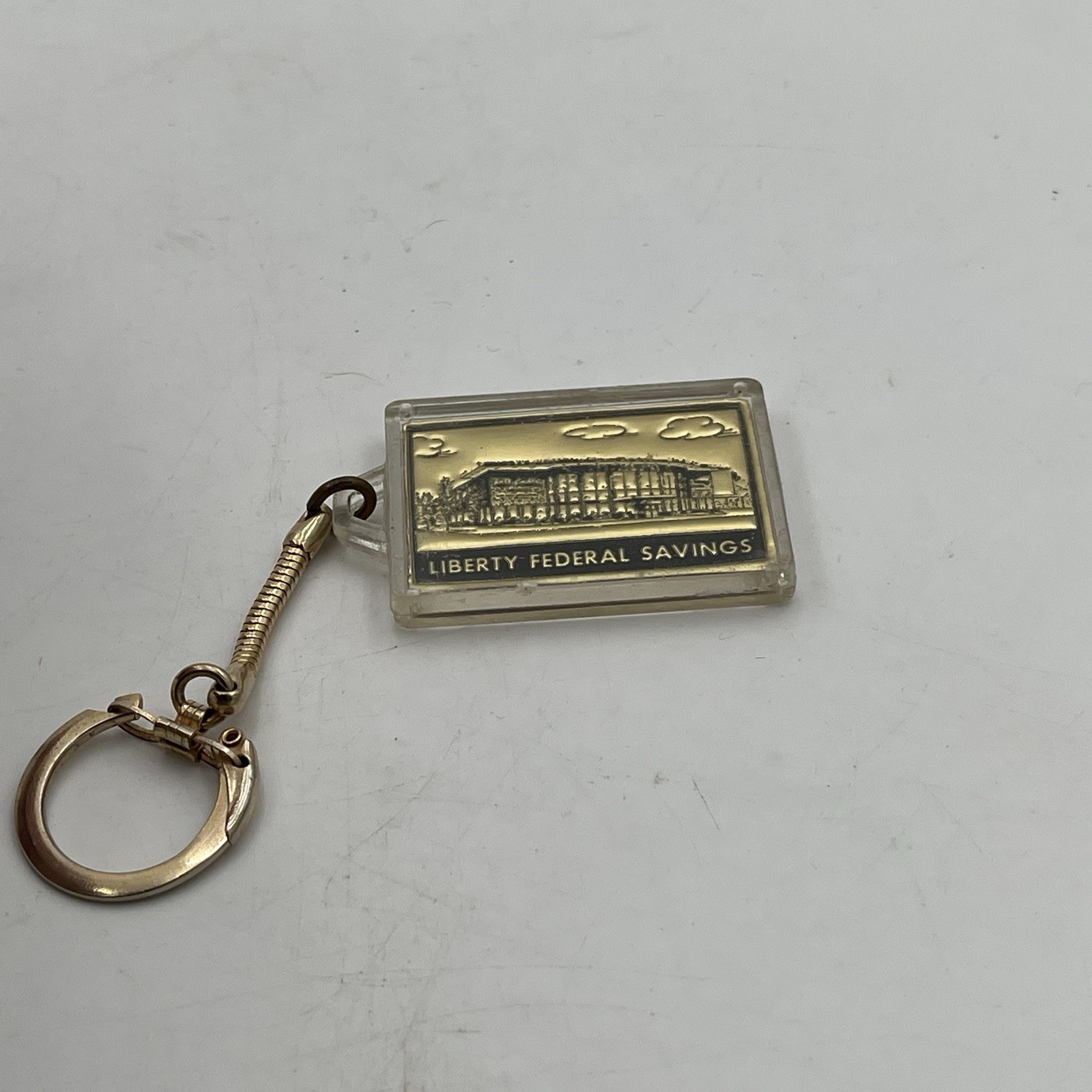 VTG Gold Keychain Liberty Federal Savings Chicago IL 80th Anniversary Banking
