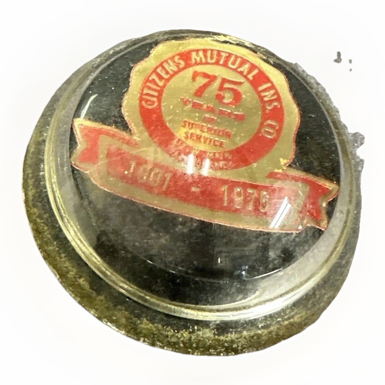 Citizens MUTUAL INSURANCE CO VTG ADVERTISE PAPERWEIGHT 75 Years 1901-1976