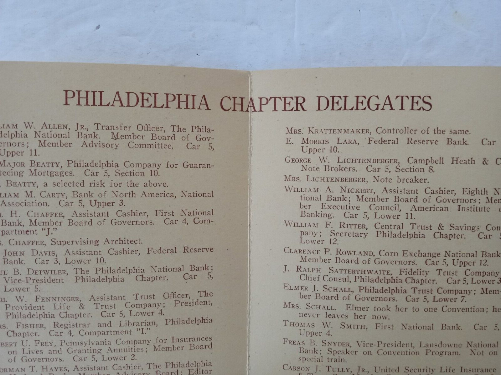 1919 AIB Annual Convention New Orleans LA Philadelphia Chapter Delegates Booklet