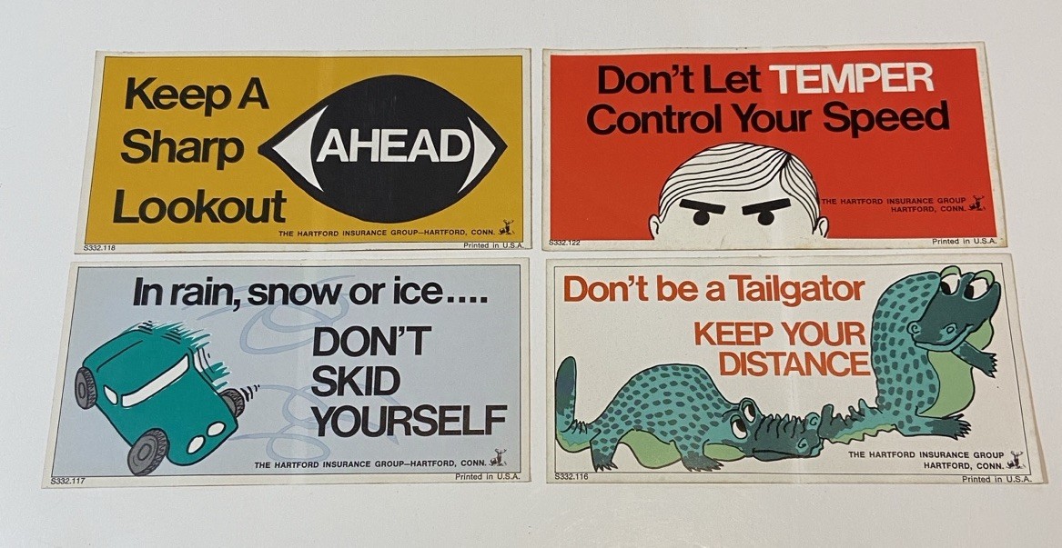 Vintage Driving Safety Stickers The Hartford Insurance Lot Of 4