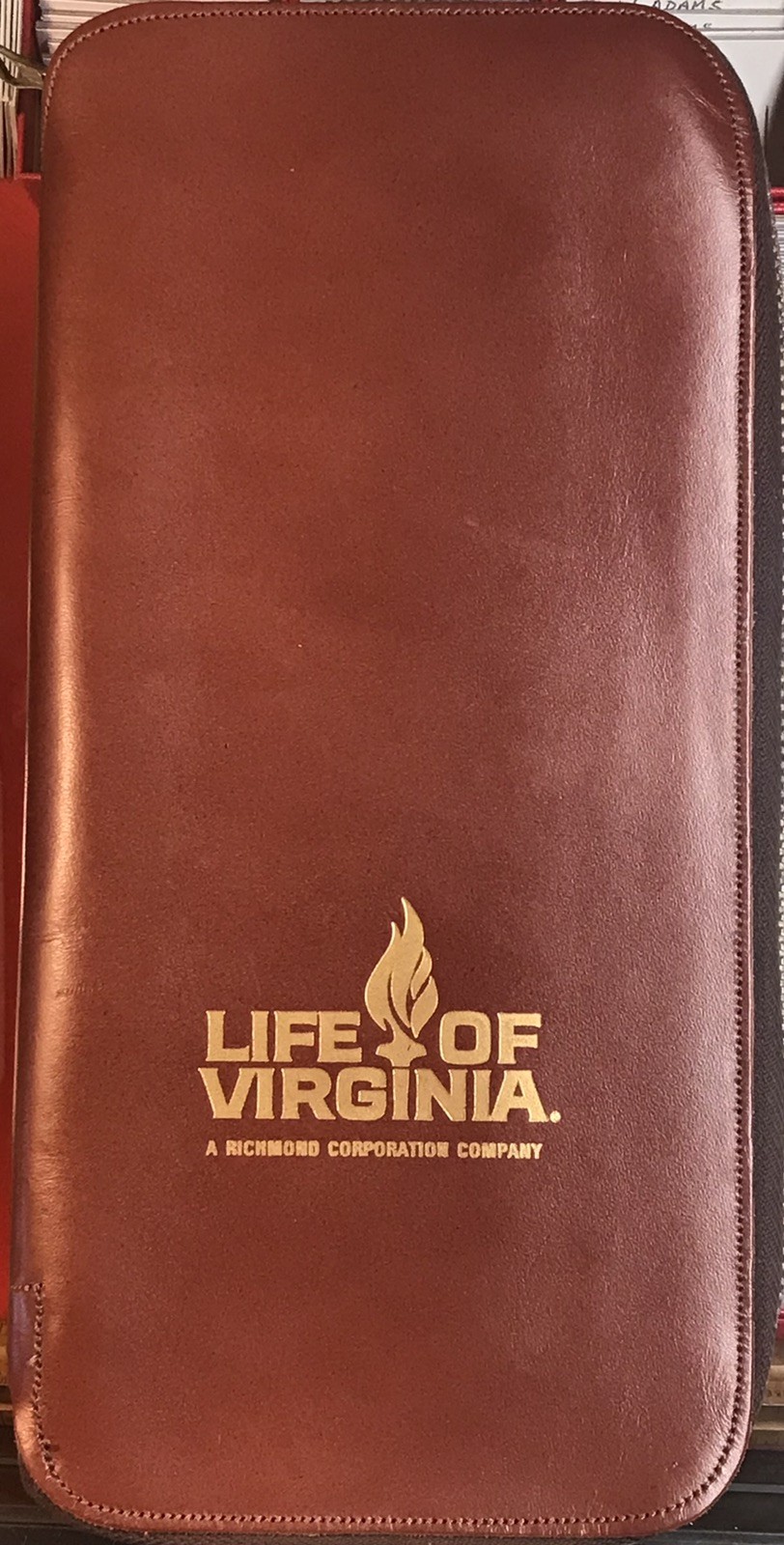 Vintage Life Of Virginia Insurance Policies Papers Leather Case Folder MINT
