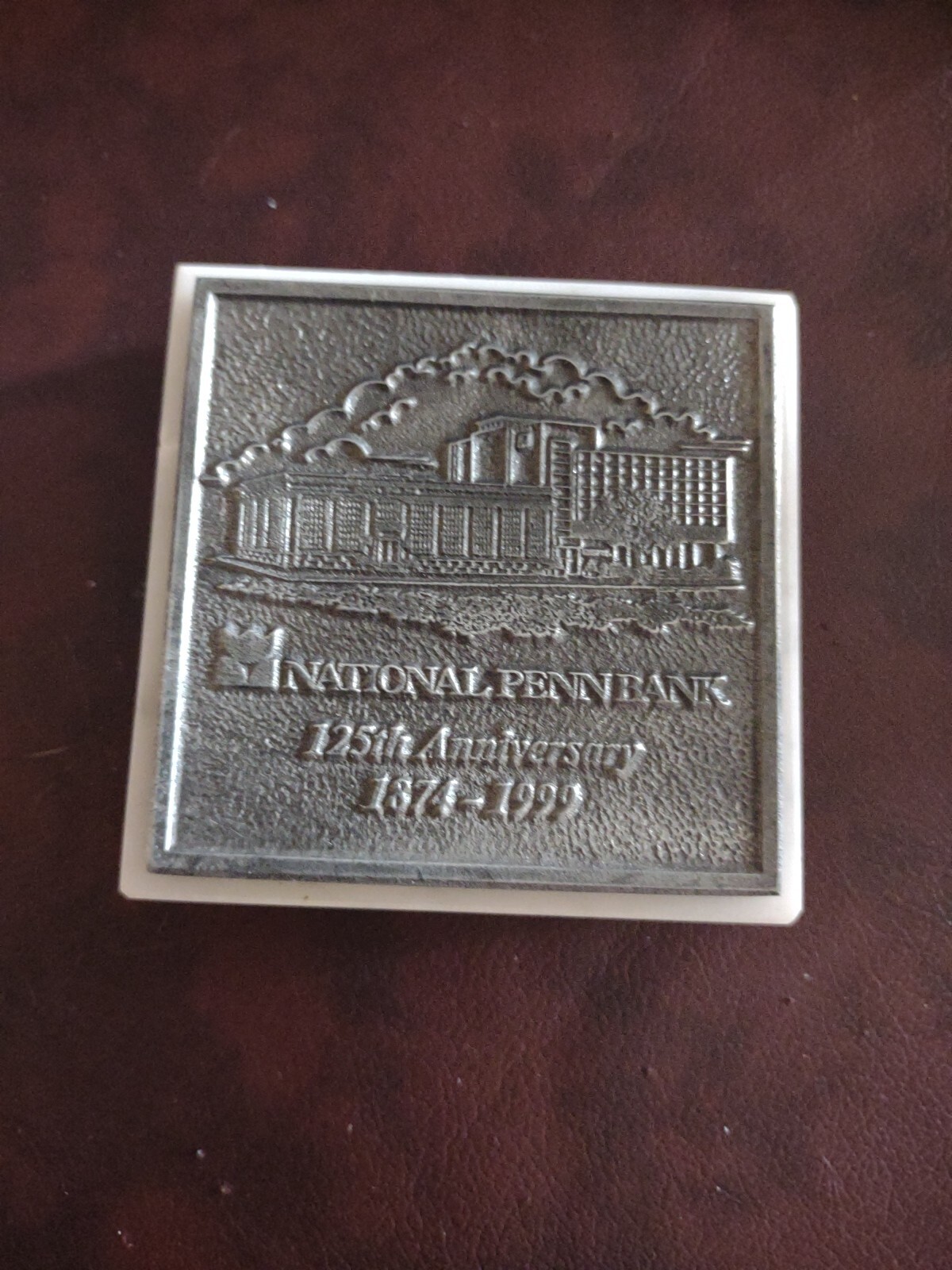 National Penn Bank Paper Weight 125th Anniversary 1999 Marble 3×3