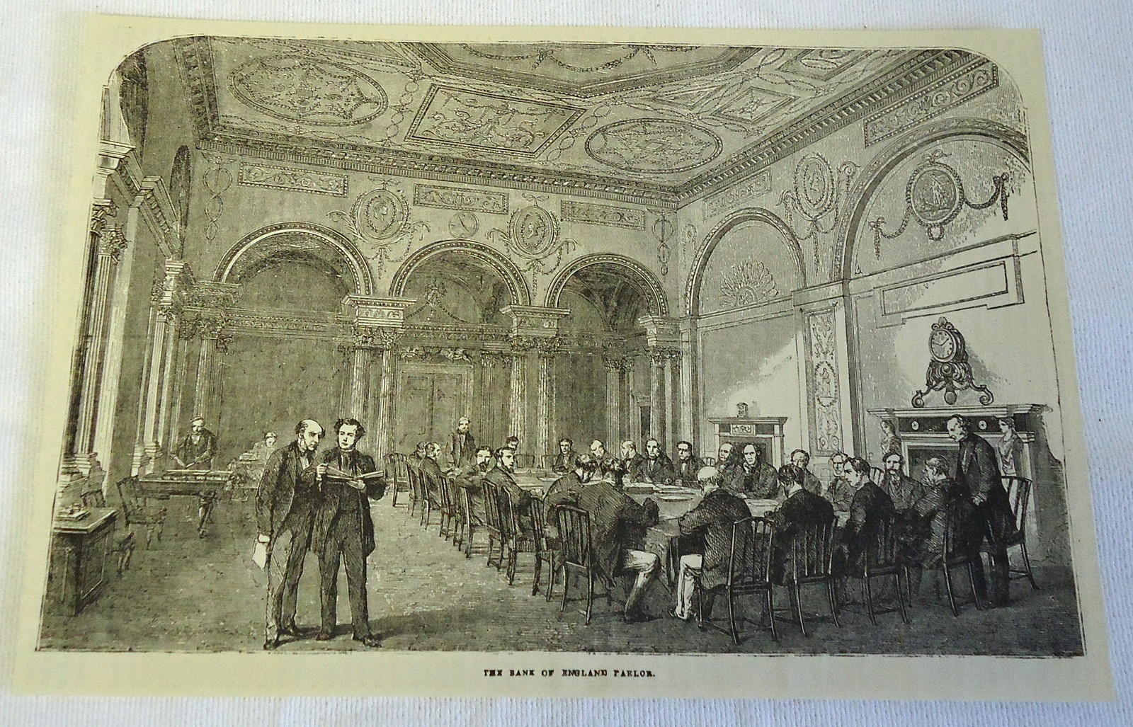 1882 magazine engraving ~ The BANK OF ENGLAND Parlor