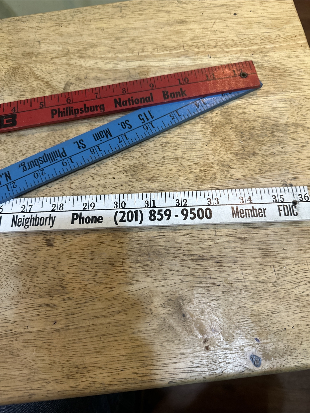 Vintage Folding Ruler 12”-36” Phillipsburg National Bank