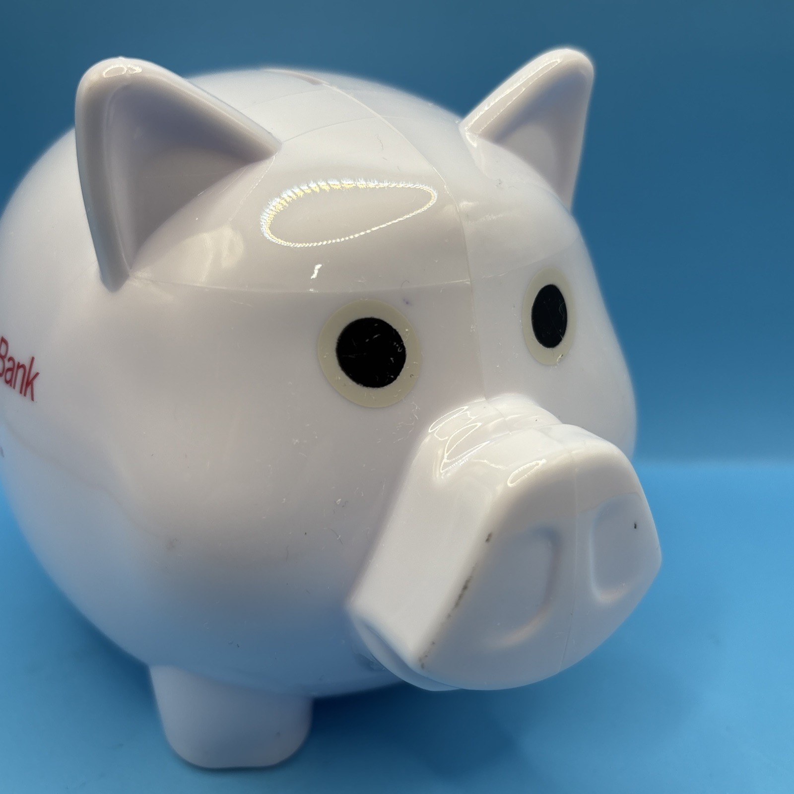 RARE State Farm Bank Gold Bond 4.25″ Tall White Plastic Pig Piggy Bank