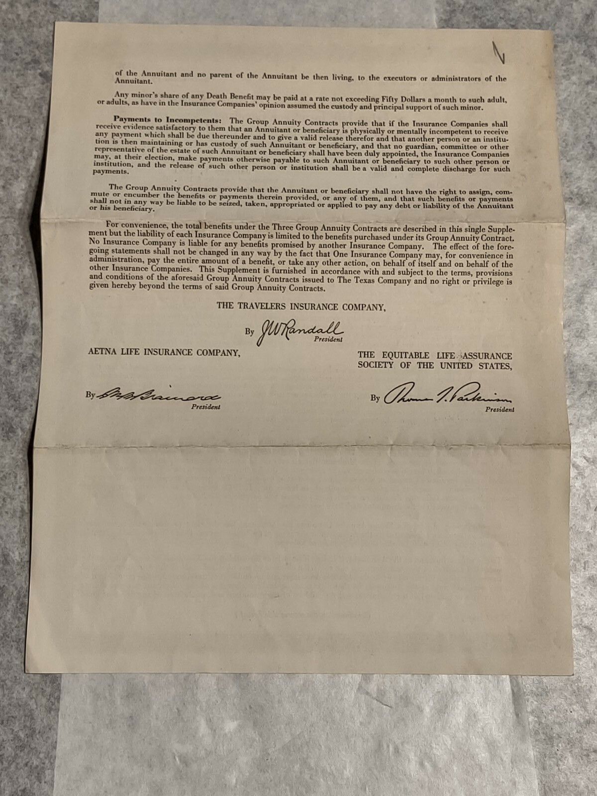 Vtg Travelers Insurance Company Hartford Conn Life Insurance Policy Letter 1951