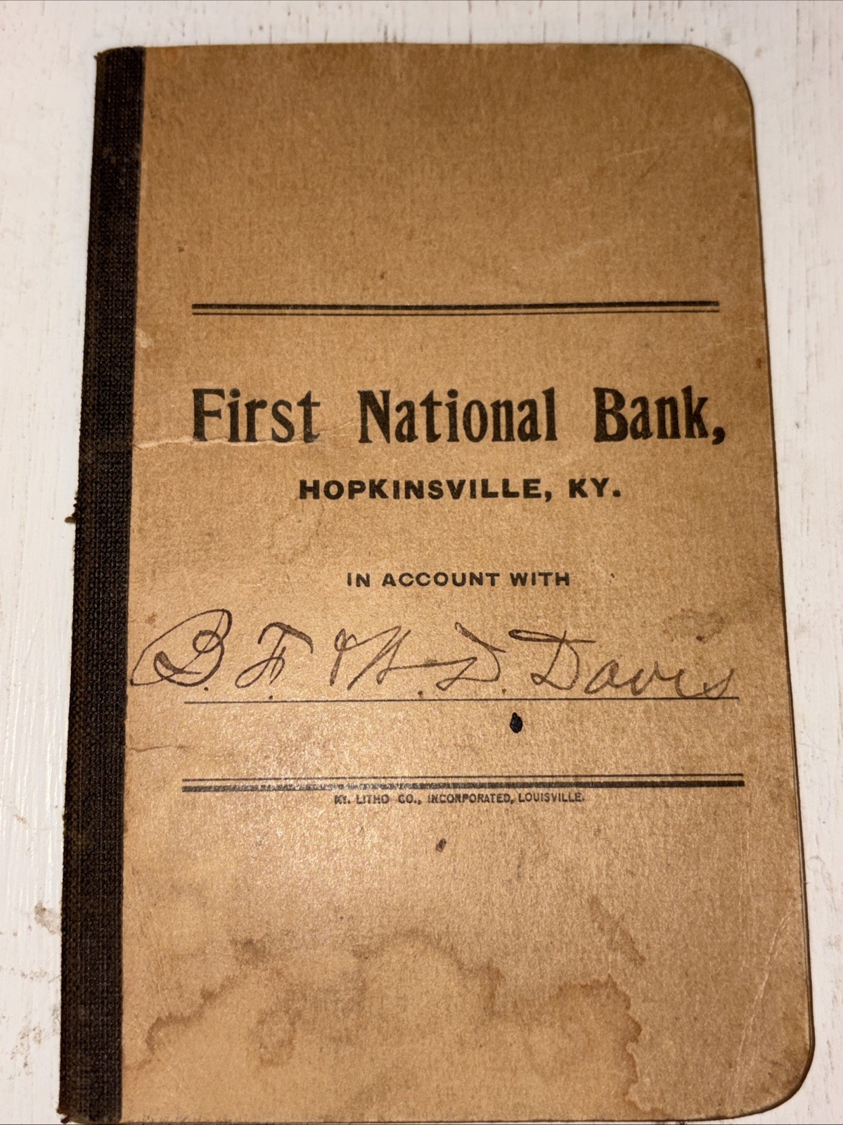 First National Bank Hopkinsville, KY (1916) Account Booklet
