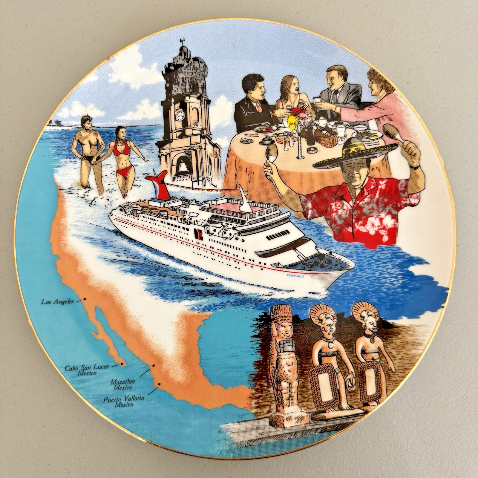 Vintage 1986 Carnival Tropicale Farm Bureau Insurance Co Round Table 9″ Plate