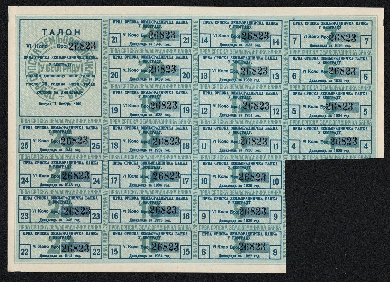 SERBIA BANK SHARE CERTIFICATES 1914 AND 1919