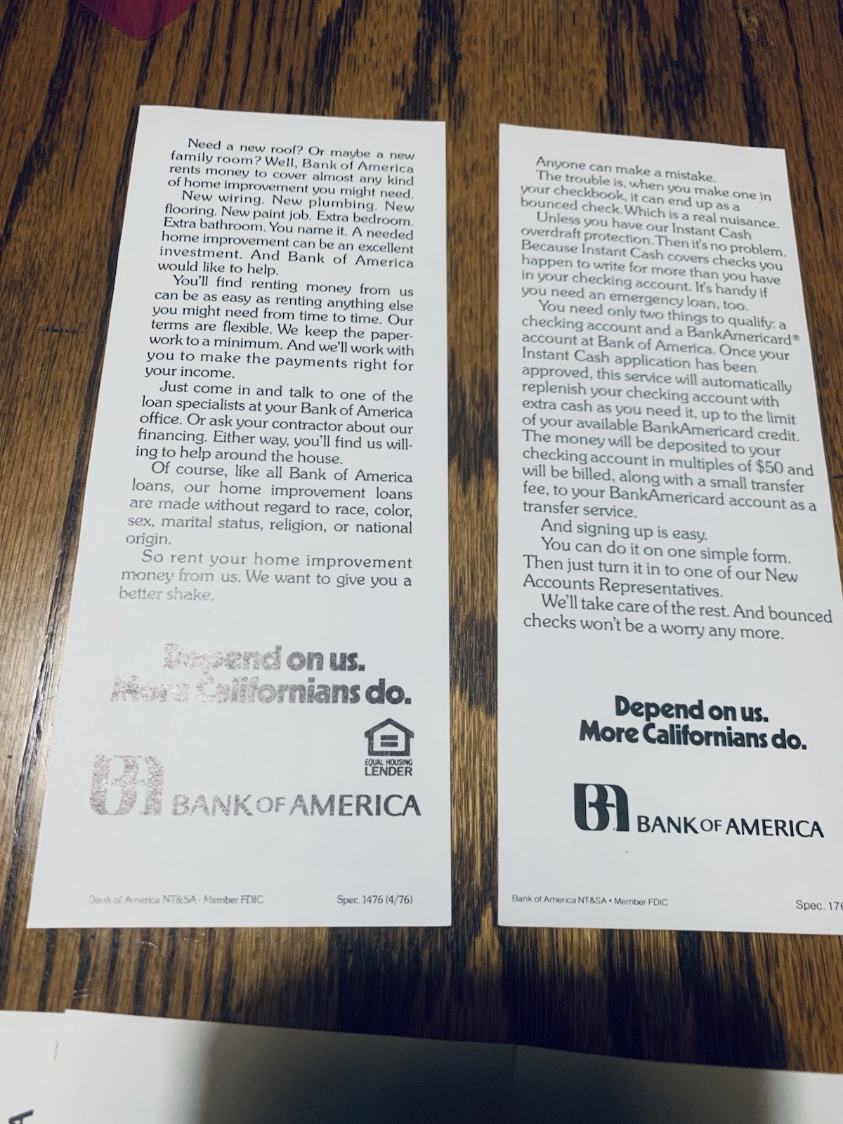 Bank Of America 1976 Brochure Lot School House Rock Travelers Chequers Americans