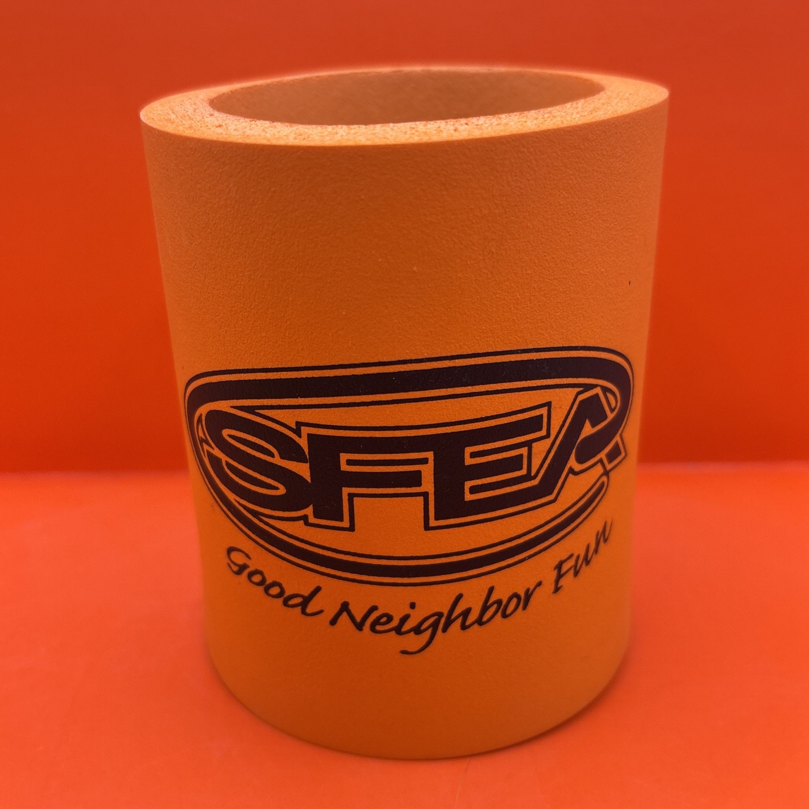RARE VTG State Farm SFEA Good Neighbor Fun Foam Can Koozie – Orange