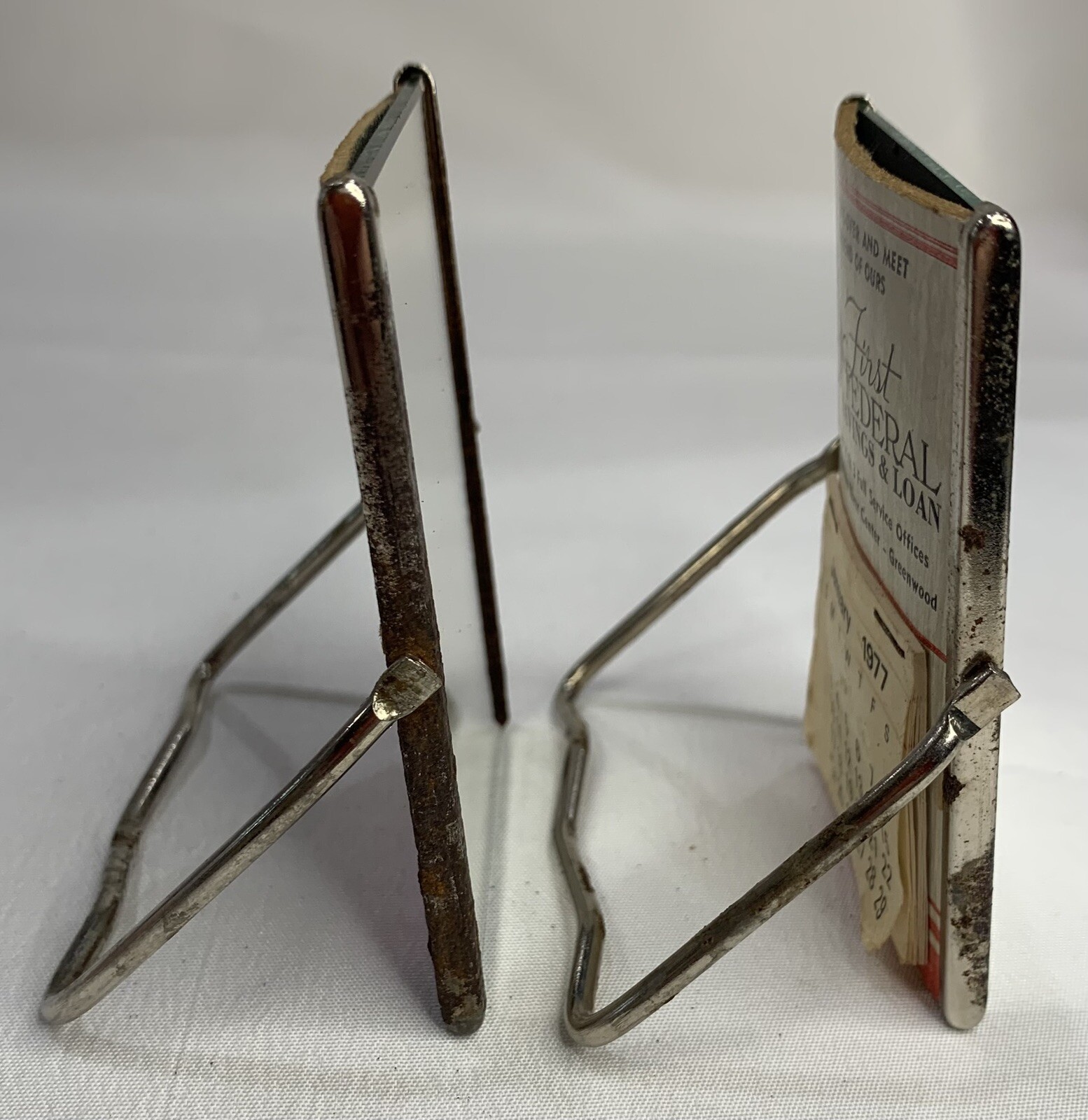 Vintage 1977 First Federal Savings Bank Calendar Folding Mirror Lot Of 2