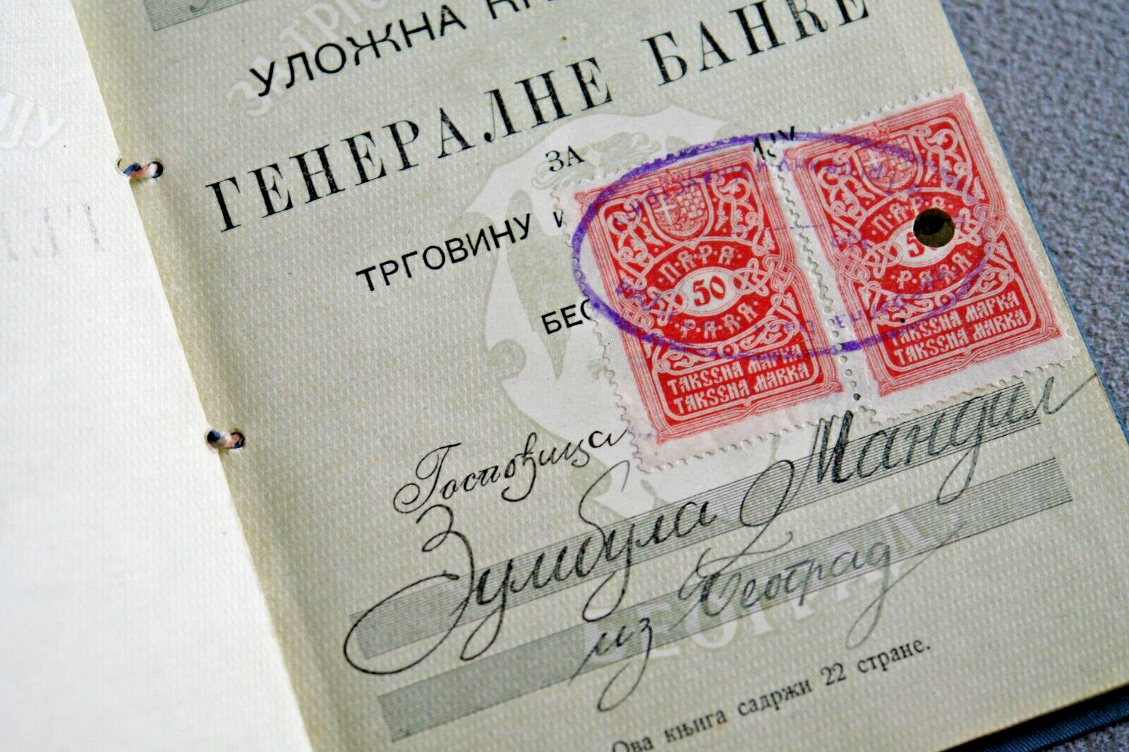 Kingdom of Serbia Savings Passbook General Bank document Antique