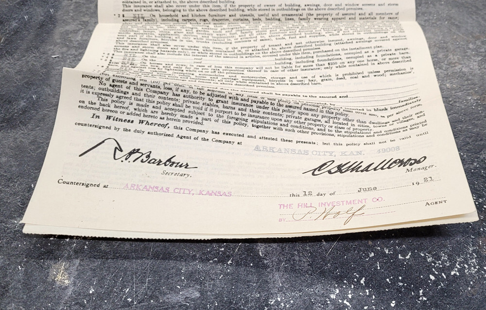 1920 Era North British & Mercantile Home Insurance Policies Arkansas City Kansas