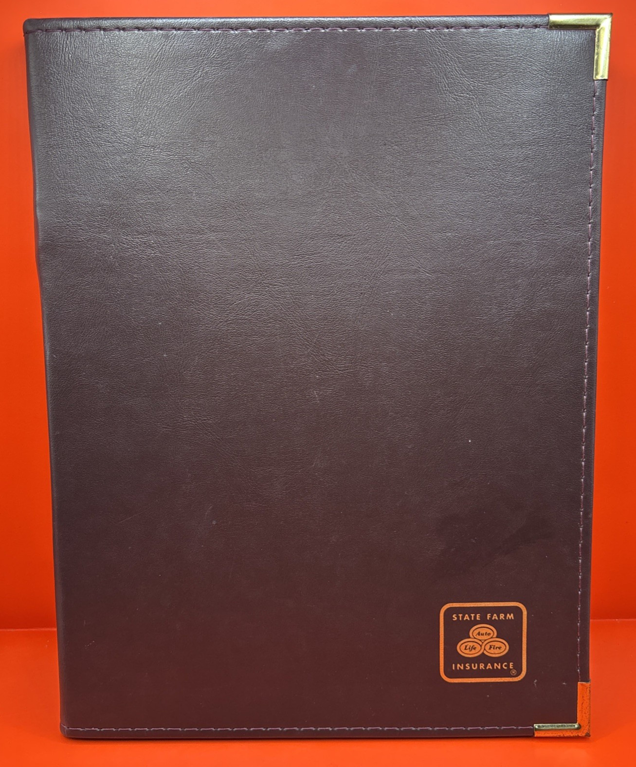 State Farm Maroon Faux Leather Executive Padfolio Portfolio w/ 11″x8.5″ pad