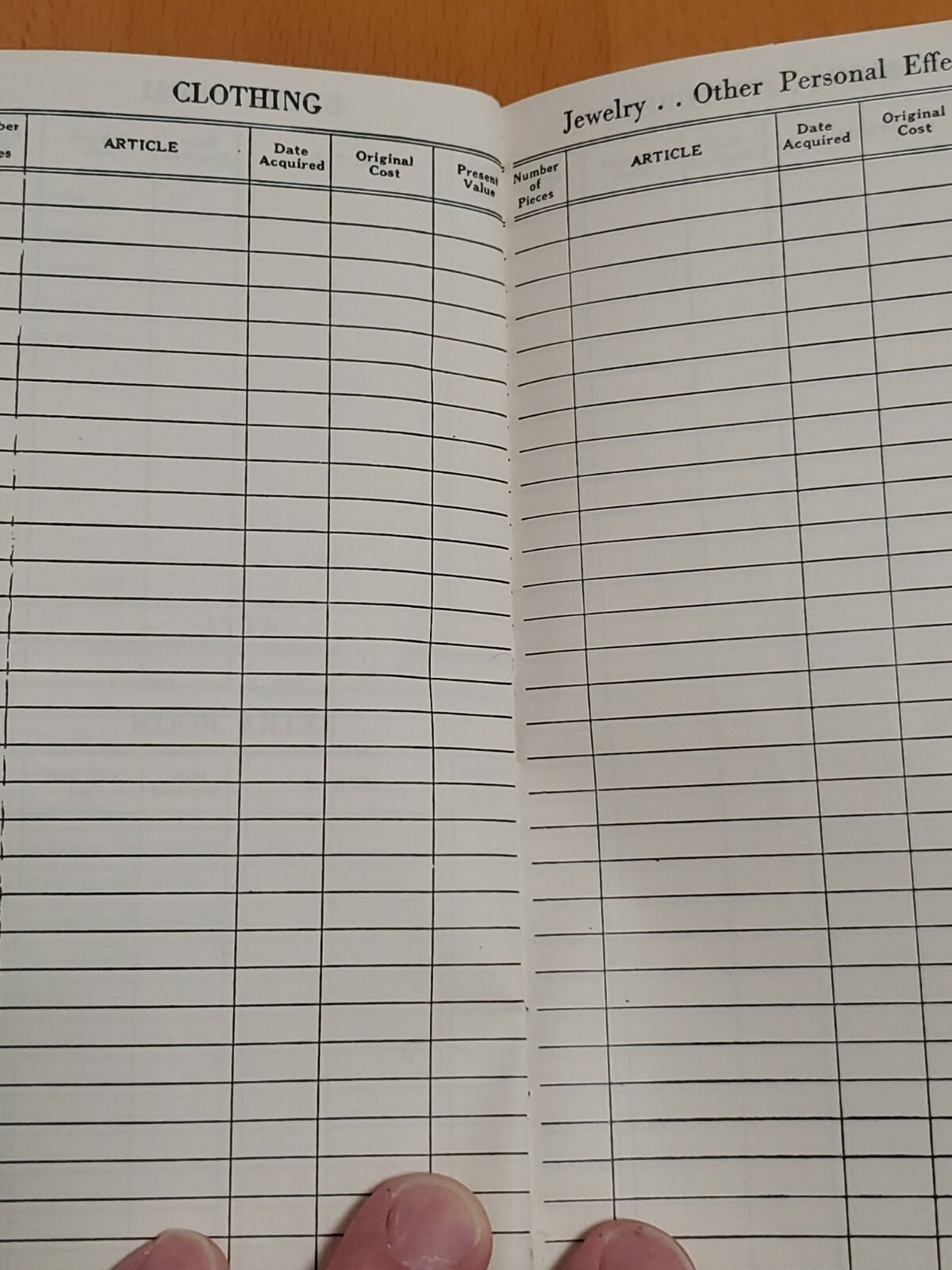 1950s Household Inventory Checklist Barkley Insurance Agency Fairchance PA