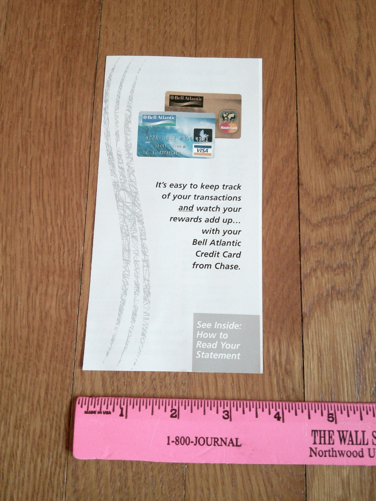 1990’s Bell Atlantic Chase Bank Brochure Credit Card Statement Info Collectible