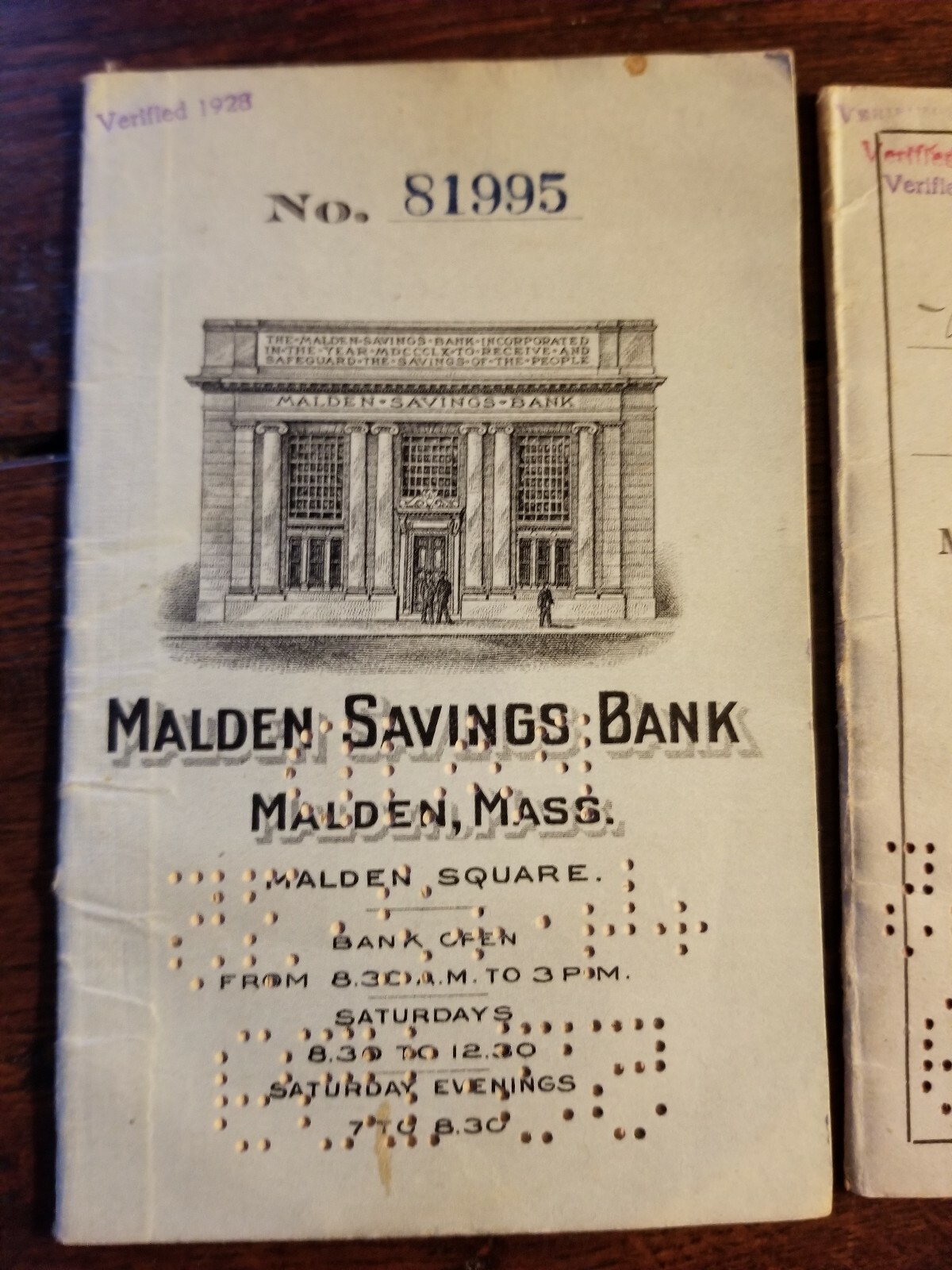 1912 MALDEN MASSACHUSETTS Bank Book – PAIR – Nice ! Free Shipping