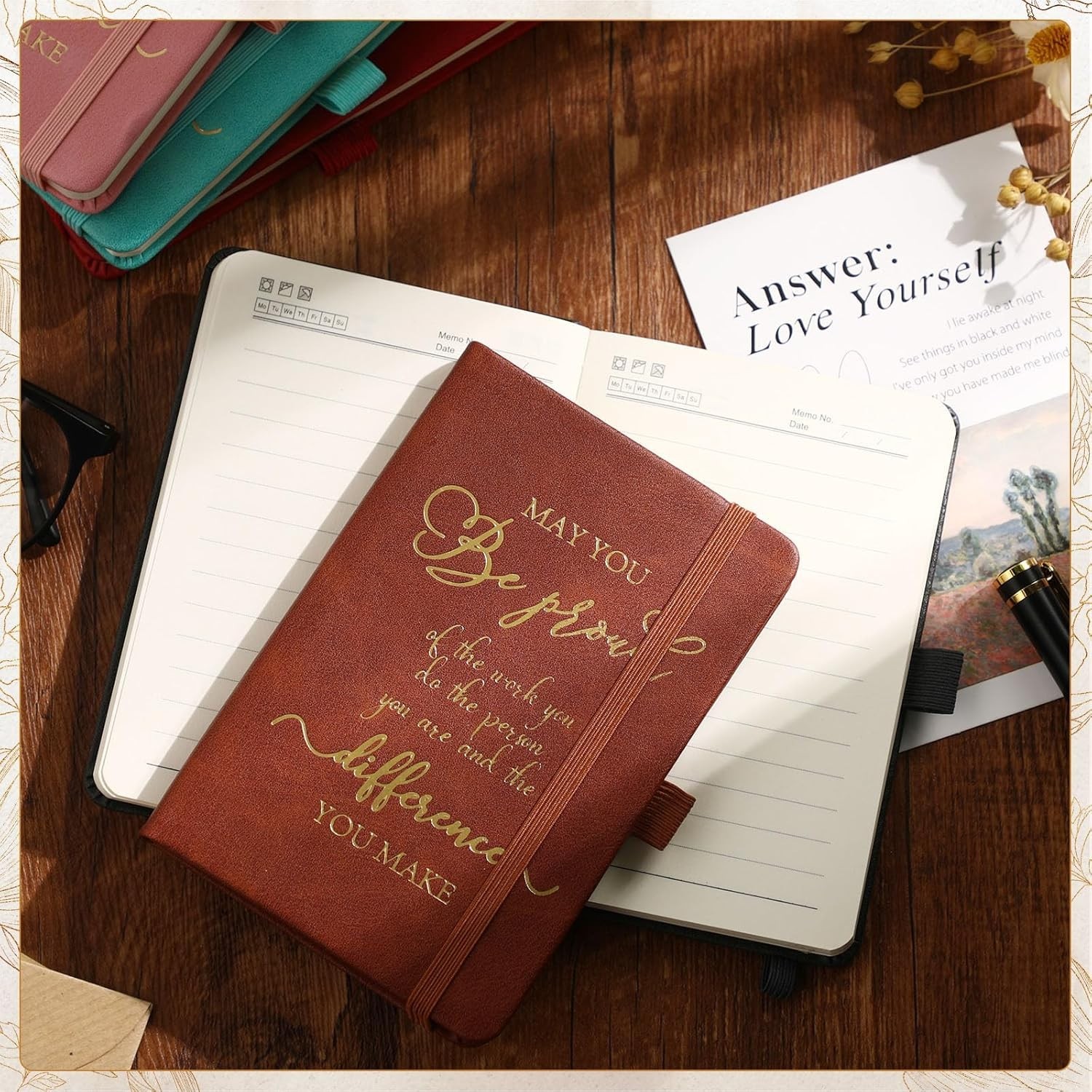 Inspirational A6 Leather Journals – 20 Pcs Team Gifts for Coworkers and Teachers