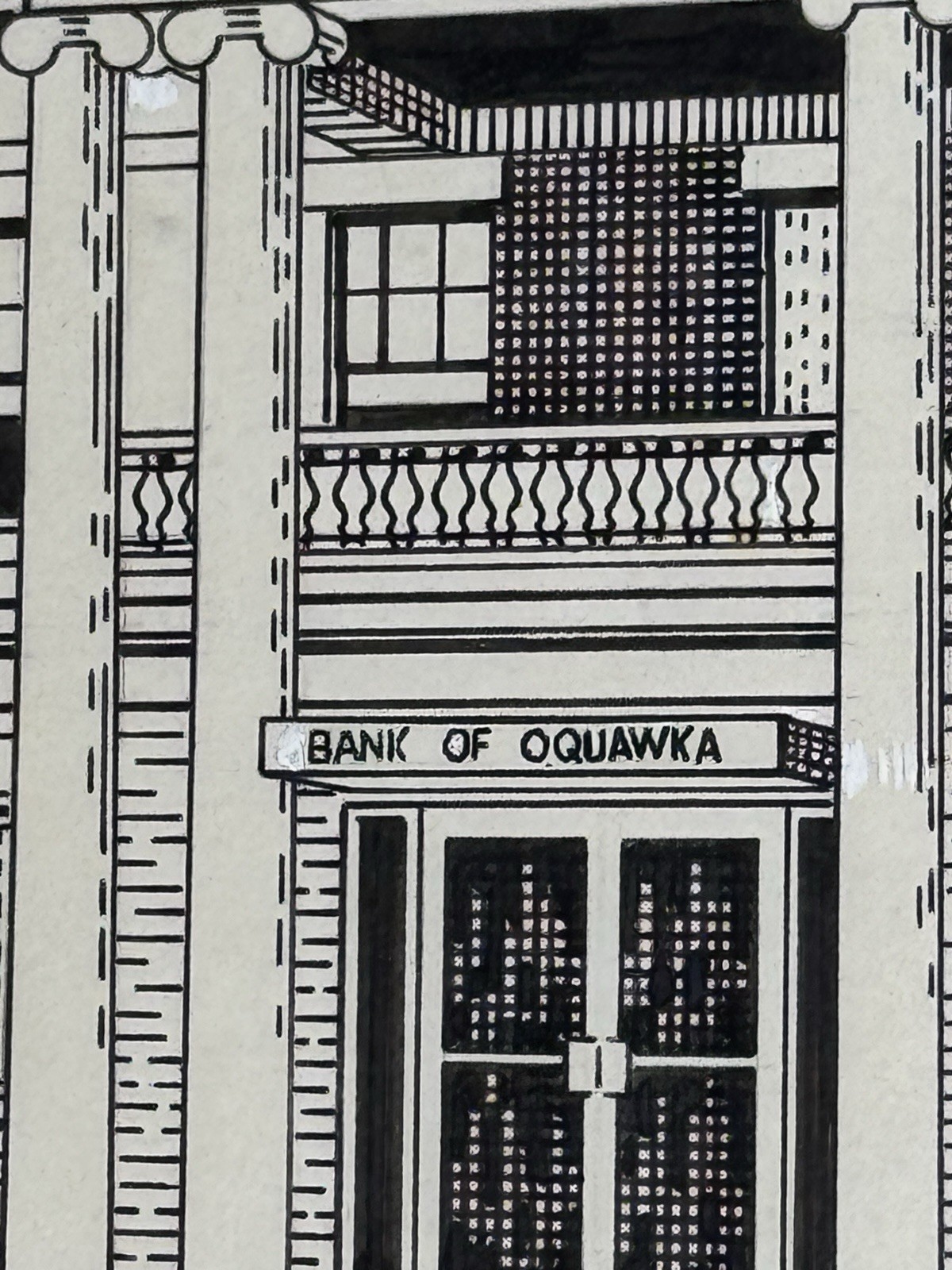 Vintage Printing Company Artwork – Bank of Oquawka Building OQUAWKA ILLINOIS