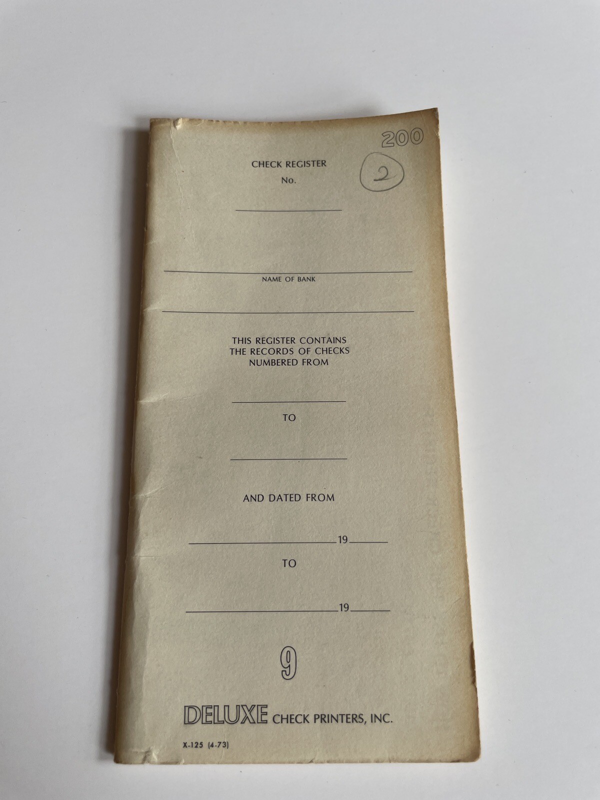 Vintage 1973 Used Check register Banking Ephemera Rhode island Deluxe Bank