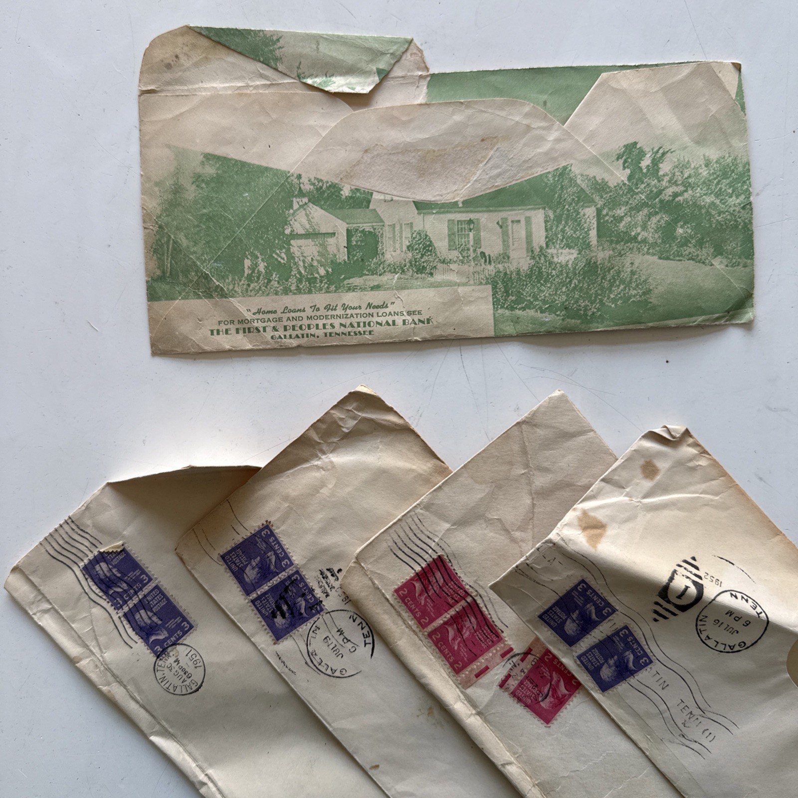 1940’s First National Bank Gallatin TN Savings Passport Blank Check envelopes