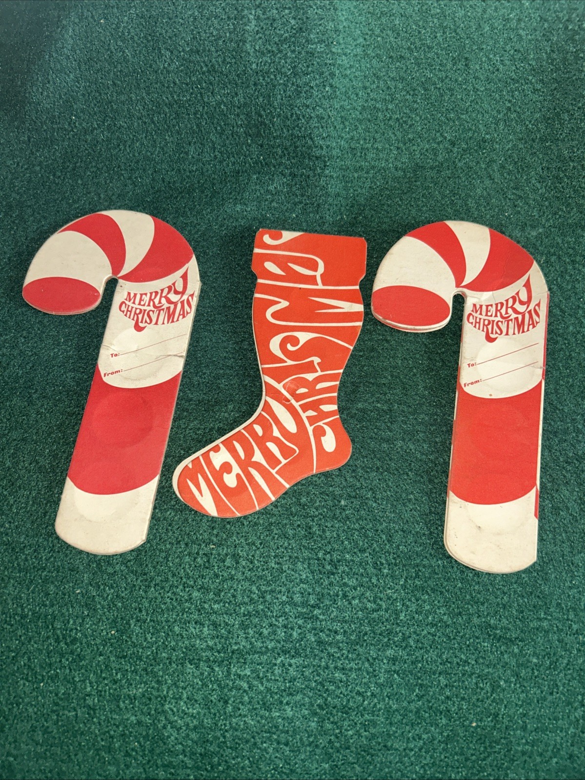 3 Vintage Die Cut Coin Holder Christmas Bank . Cardboard Approx 6”