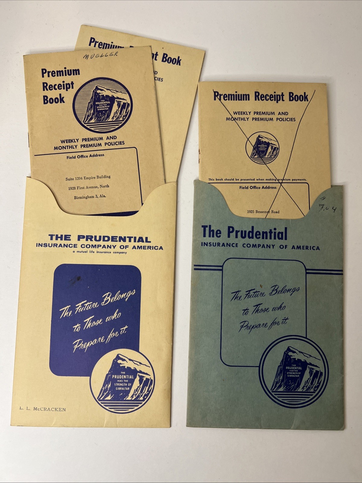 VTG 1950’s 1960’s The Prudential Premium Receipt Books With Holders Used